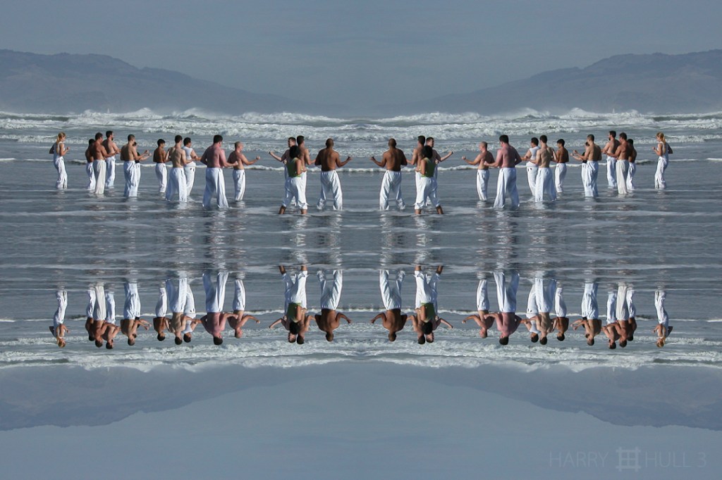 Tai chi on the beach: view 2 (Mandala-Group Ocean Bch 8 01012003-Edit-2)