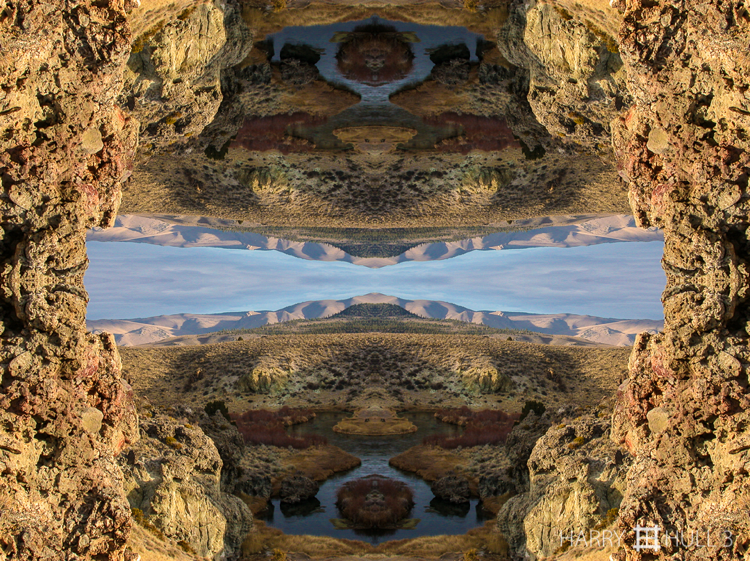 East of the Sierra. Photo of Hot Creek and landscape near Crowley Lake, Eastern Sierra Nevada, California.