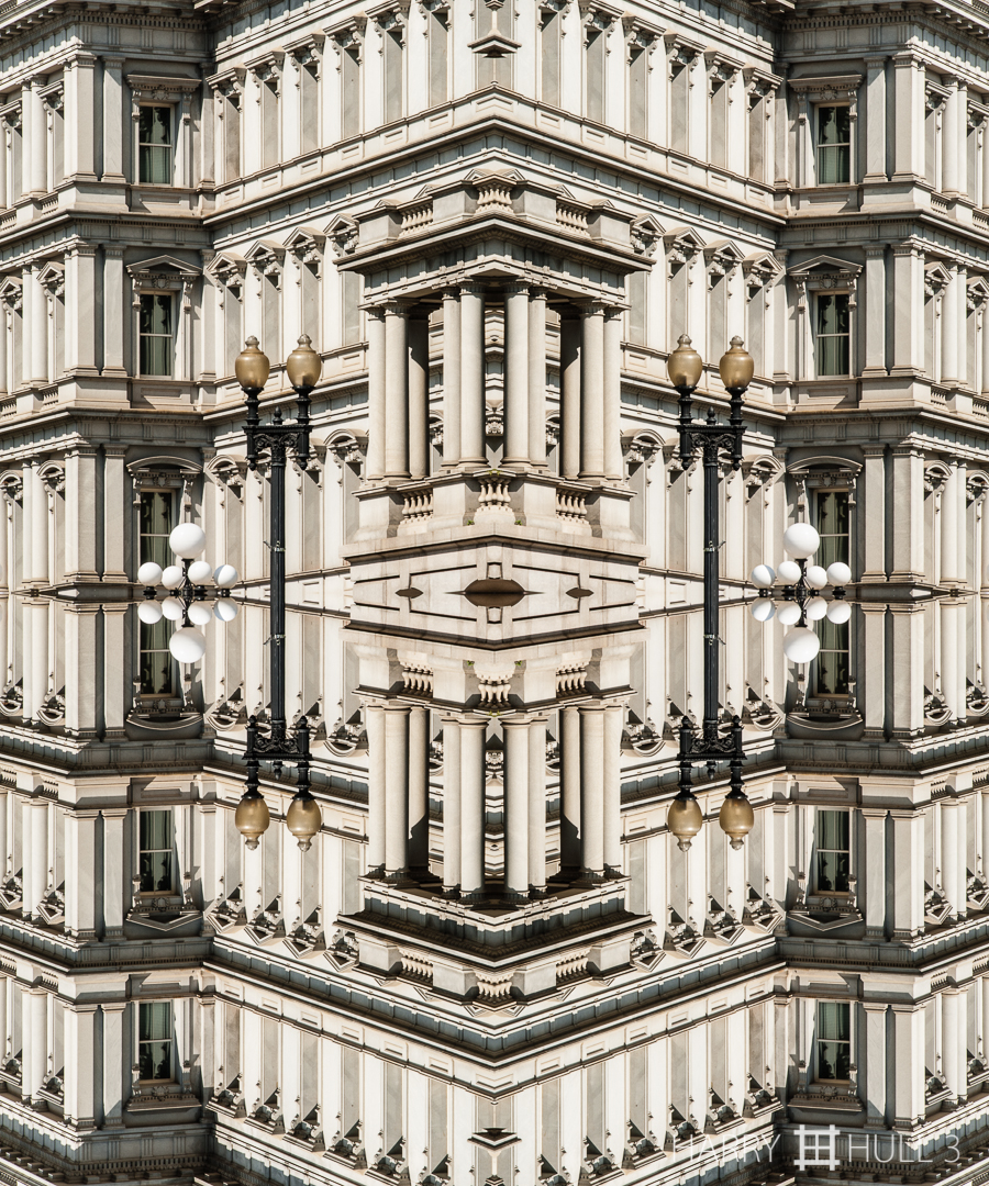 Executive power. Photo of partial facade of the Old Executive Office Building near the White House, Washington, DC.