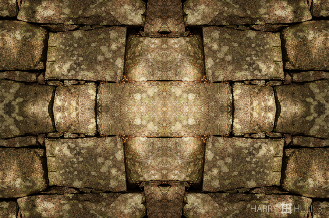 Quarried granite wall. Photo of retaining wall on the Park Loop Road, Acadia National Park, Maine.