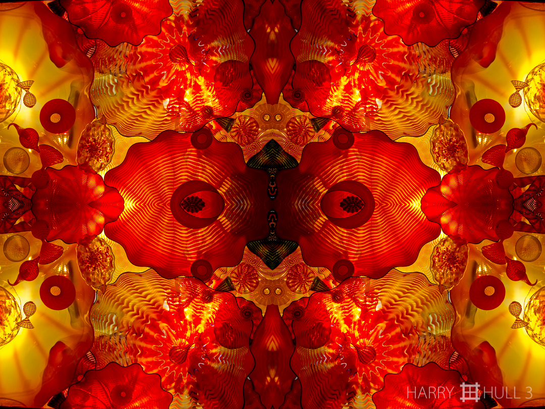 Glass galaxy. Photo detail of a glass sculpture by Dale Chihuly on exhibit in April 2011 in the Museum of Fine Arts, Boston, Massachusetts.