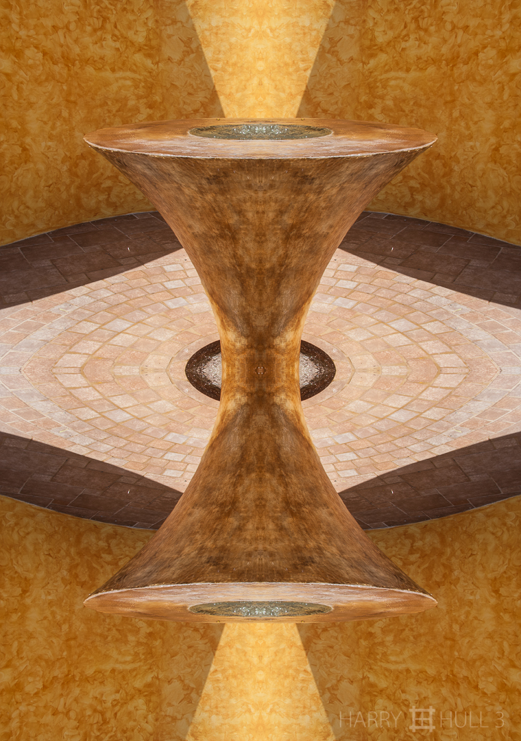 Hyperboloid fountain. Photo of sculptural fountain in a courtyard of the Royal Haciendas resort, Playa del Carmen, Mexico.