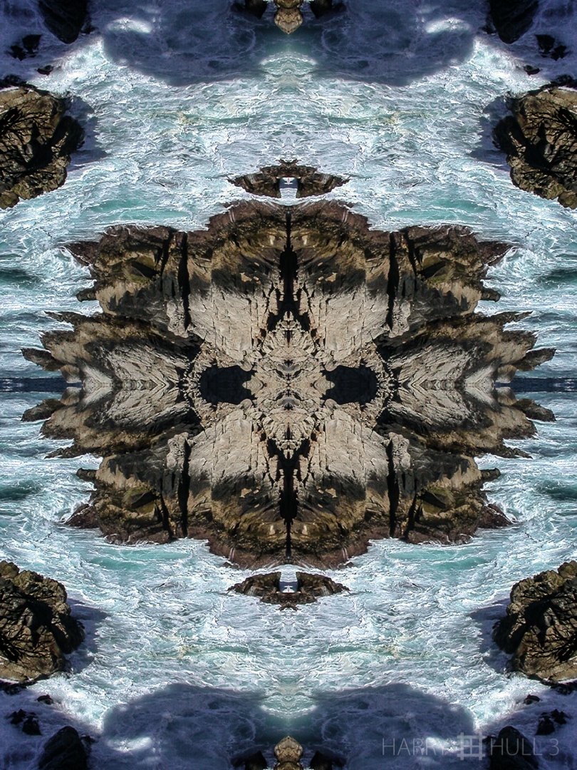 Coastal portrait: rock & foam. Photo of rocky inlet on Point Lobos, Point Lobos State Park, California.