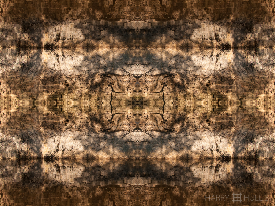 Water temple wall. Photo of rock-like river bank and its reflection in the water of Rio Negro, Pantanal, Brazil.