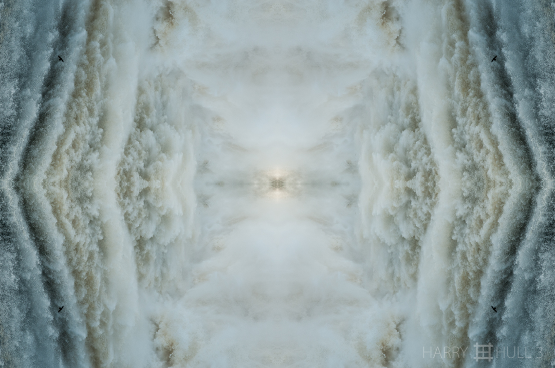 Waterfall dreams: view 1. Photo of waterfall detail with Gray-dusky Swift, Iguacu Falls, Brazil.