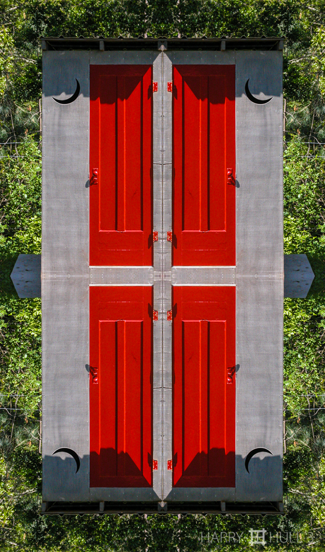 Four-holer? Photo of outhouse near Tip Top Vineyard, Green & Red Vineyard, Chiles Valley, California.