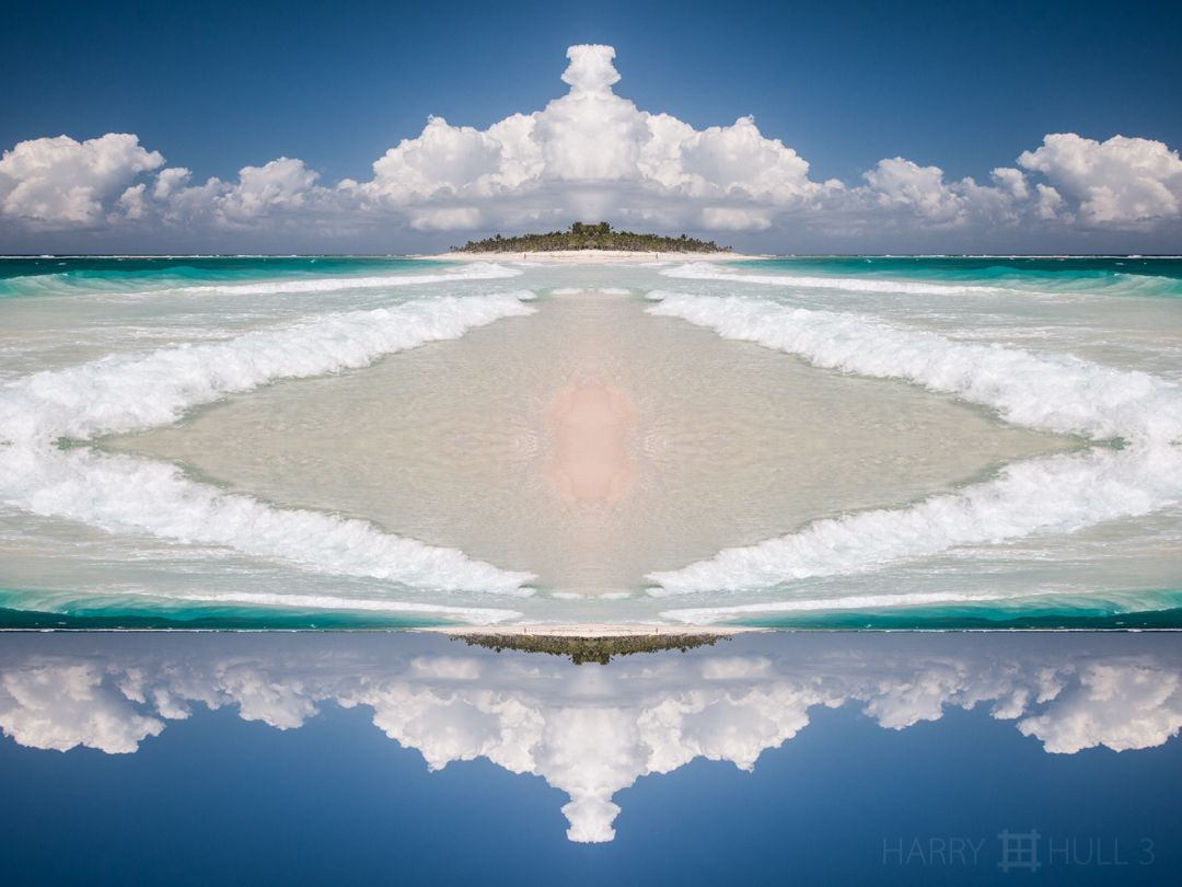 Caribbean island. Photo of Xcacel beach on the Caribbean coast of Mexico. [The "island" is a result of the mandalagraph composition.]