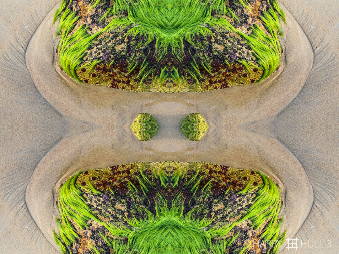 Beach rock tango: version 2. iPhone photo of granite rocks at Singing Beach, Manchester, Massachusetts.