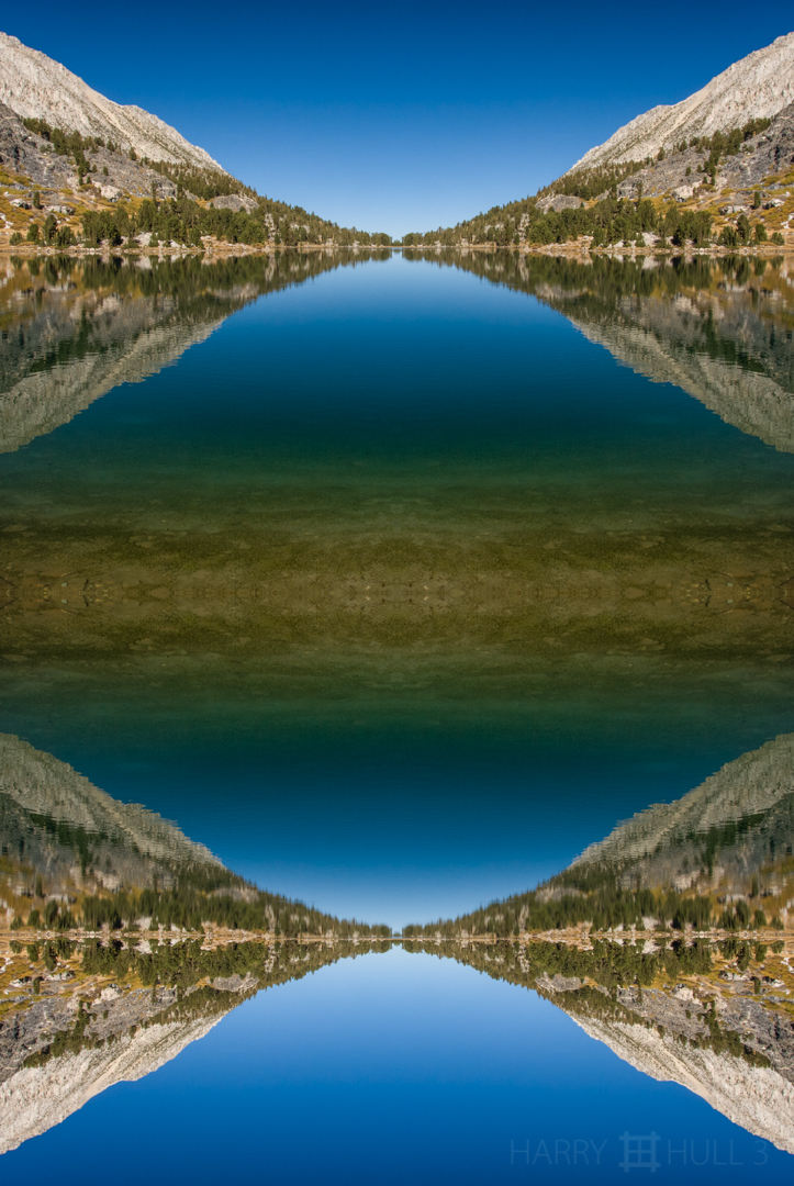 Lake view. Photo of alpine lake on the Rock Creek Trail, Eastern Sierra Nevada Mountains, California.