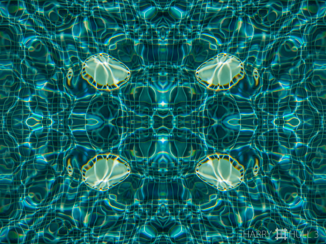 Water and light: study 1. Photo of drain cover in a swimming pool, Pino Colina, San Vito, Costa Rica.