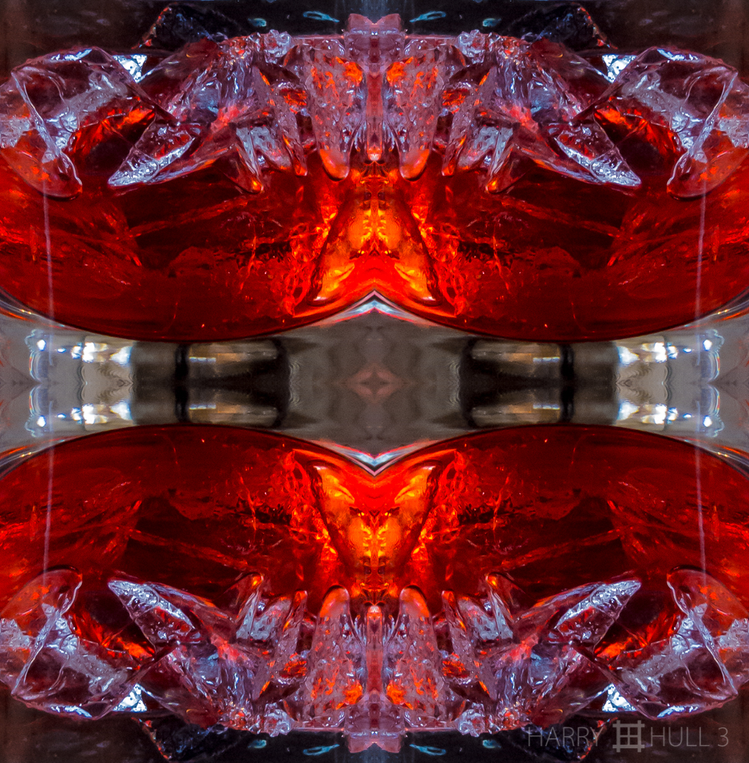 Campari on the rocks. Photo close-up of drink glass.