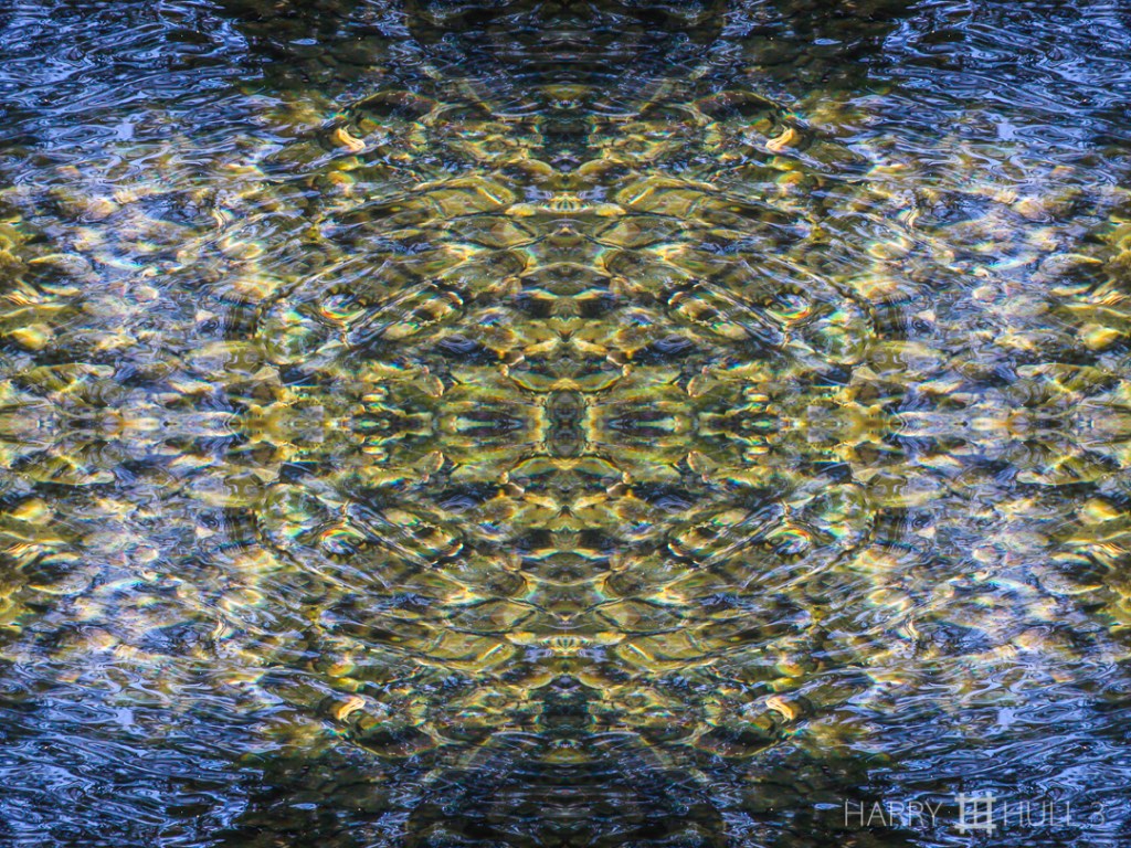 Surface/bottom. Photo of a shallow section of the Garcia River on Oz Farm, Mendocino County, California.