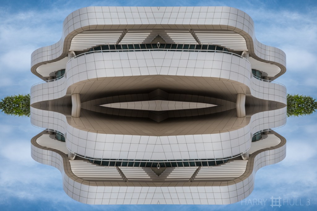 Architectural humor. Photo of one of the buildings of the Getty Center, Los Angeles, California.