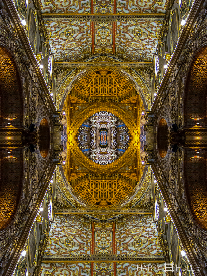 Ecclesiastic space. Photo of nave of the Iglesia San Francisco, Quito, Ecuador, looking towards the altar and apse.