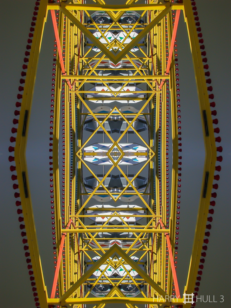 Fair geometry. Photo of part of Ferris wheel, Marin County Fair, California.