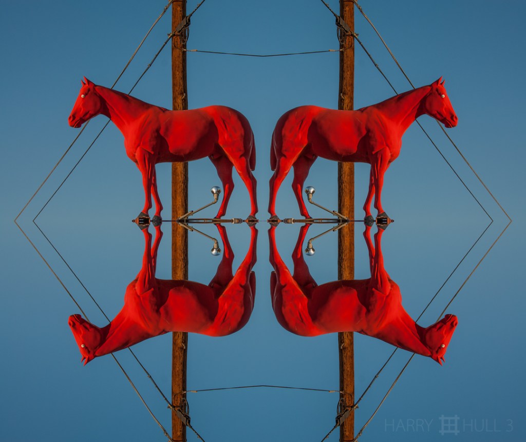 Horse power. Photo of outdoor advertising prop, Bishop, California.