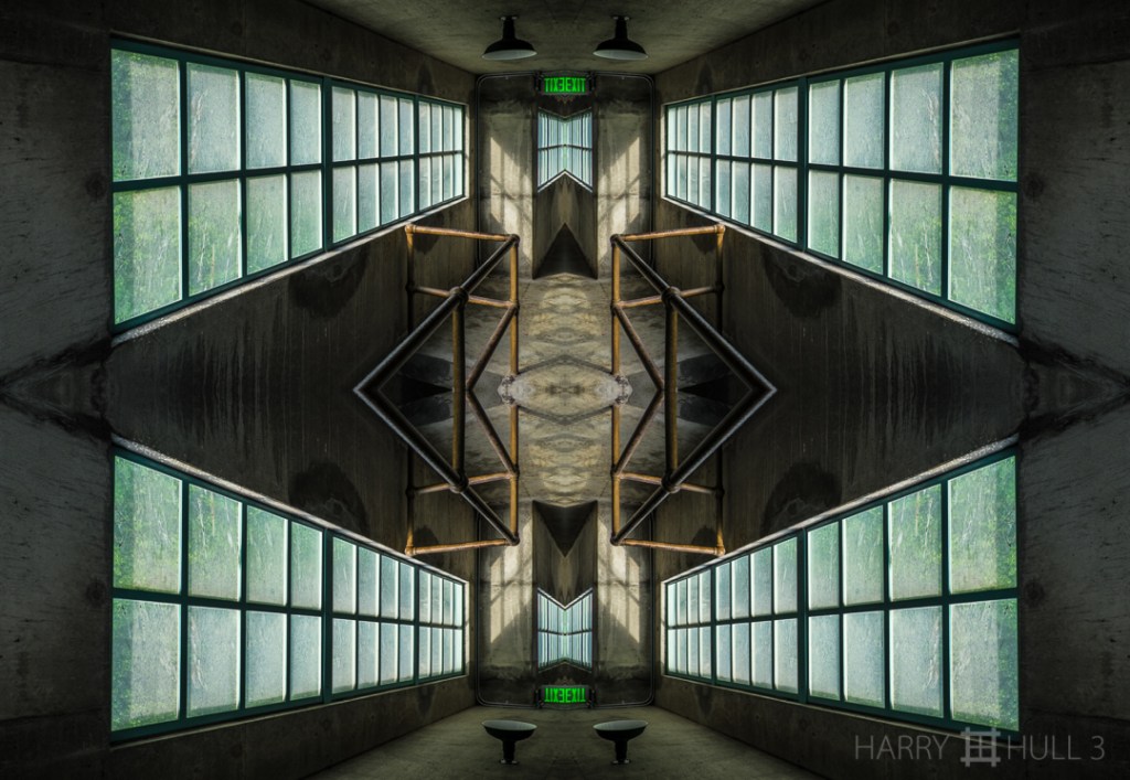 Exit corridor. Photo of guard gallery corridor, New Industries Building, Alcatraz National Park, San Francisco, California.